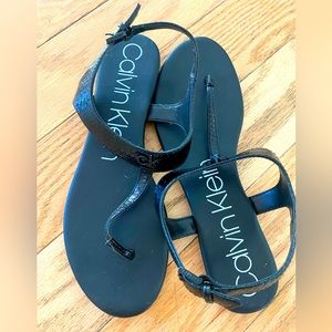Calvin Klein flat sandals (black, size:9)
